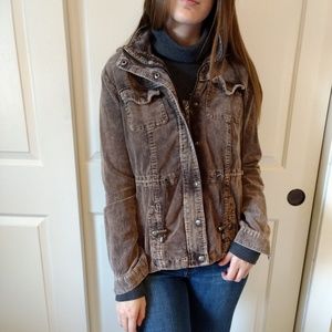 Corduroy jacket lightweight long sleeve hooded